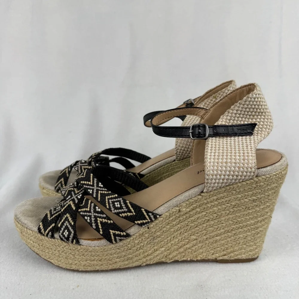 Lucky Brand‎ Wedge Espadrille Sandals Platform Ankle Strap Woven 8.5